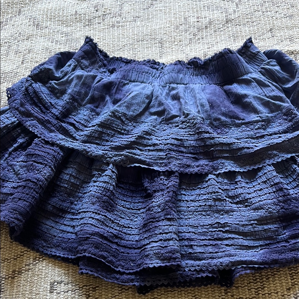 Aerie Blue Tie Dye Tiered Mini Skirt - Picture 5 of 7
